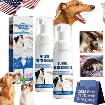 2X Pet Dental Tartar Remover Spray, Dog Cat Foam Teeth Clean Breath Freshener