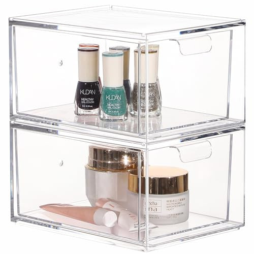 Stackable Storage Drawers Set of 2,Under Cabinet Stackable Bins and Pull out