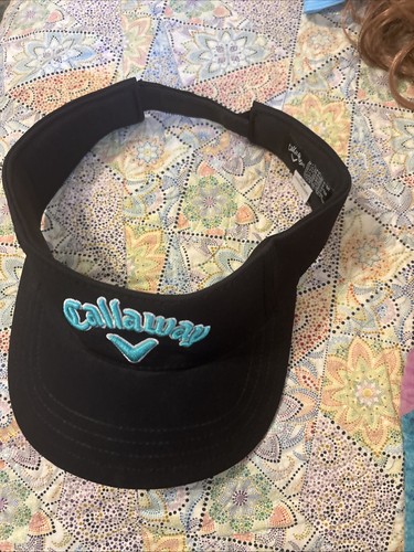 Callaway Golf Visor Hat Cap Black Strap Back Teal Logo New Condition Travel - Picture 5 of 6