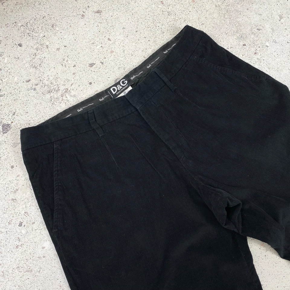 Pantalones de pana negros para hombre D&G Dolce & Gabbana talla 52 IT 38 vintage Italia Foto 3 de 4