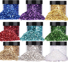 Crushed Glass Glitter Pack 6.4oz Irregular Shards Metallic Chips 2-4mm Craft