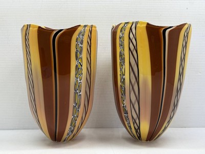 TWO Signed AMORE FIORE QUADRO SCONCE Mouth-blown by Eros Raffael in Venice Italy