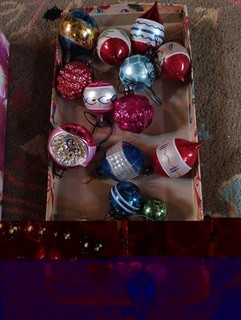 Mercury Vintage Christmas Baubles Glass Hand painted Concave Etc