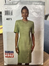 See & Sew Pattern 4071 Misses' Fitted Dress Size 12-16 Cut All Sizes Intact