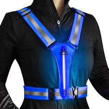 LED Reflective Vest Safety Gear, Light up Vest for Night Walking Cycling, High
