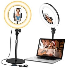 Desk Ring Light with Stand, 10.5'' Selfie Phone Light for Video 10.5inch-Black
