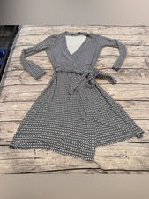 Banana Republic Navy & White Chain Print Wrap Midi Dress Size small