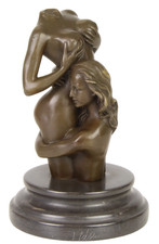 BRONZE FIGUR STATUE SKULPTUR zwei nackte Frauen EROTIK NUDE  MARMO JMA324.1
