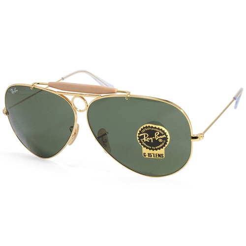 Ray-Ban RB3138 001 Aviator Shooter Gold/Green Unisex Sunglasses Size 58 \u0026  62 | eBay