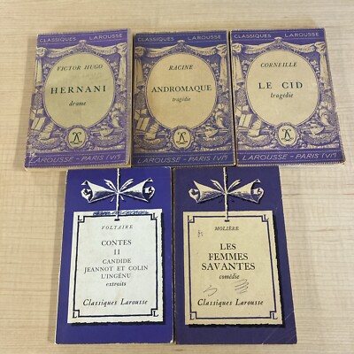 Lot of 5-Classiques Larousse-Hernani, Les Femmes, Contes II, Le Cid, Andromache