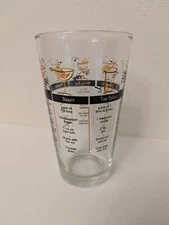 Libbey Mixed Drink Recipe Glass Mixer Shaker Barware 7 Cocktail Recipes VGC