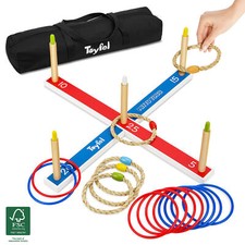 XXL Ringwurfspiel Outdoor Wurfspiel Ringe Werfen Stäben Wurfringe Ring FSC® Holz