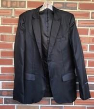 New Alberto Cardinali Black Two Button Blazer Jacket Boy's Size 18 Slight Sheen