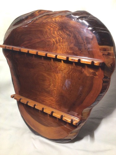 Vintage Wood Souvenir Spoon Holder Lacquered Log Slice Rack 19 Capacity - Picture 2 of 5