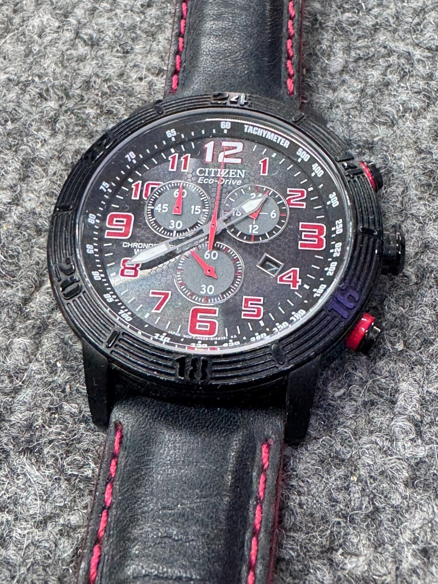 Citizen Eco-Drive Chronograph H504 Black/Red Watch –Solar Powered