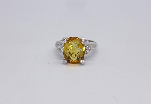 Anillo de citrino facetado ovalado de plata esterlina 925 Judith Ripka talla 9,5 - Imagen 2 de 8