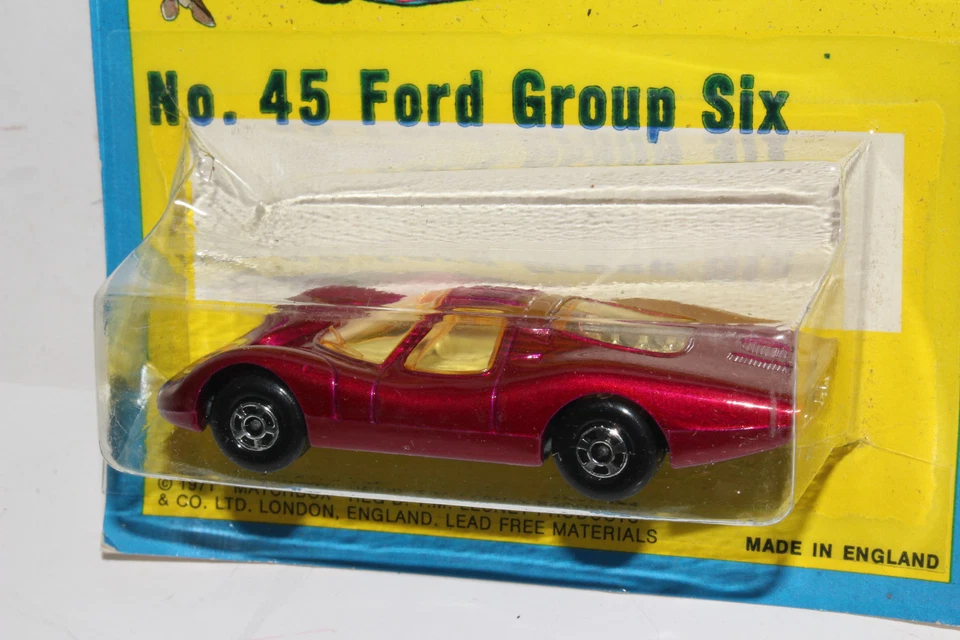MATCHBOX SUPERFAST #45 FORD GROUP 6, MAGENTA, EYES LABELS ON HOOD, NEW IN PACK - Image 2 of 4