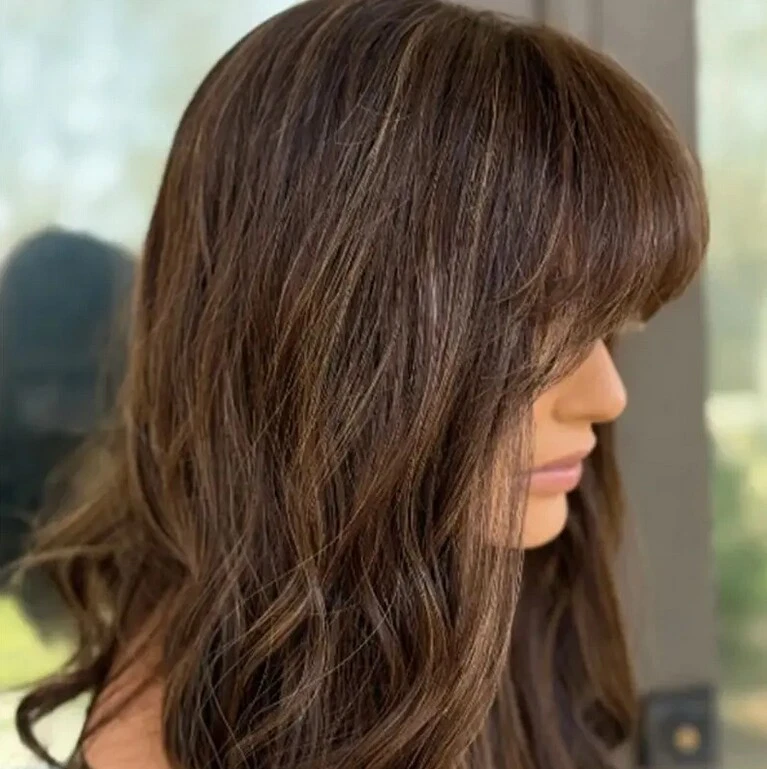 Highlights Wave Wig With Bangs 13x4 Lace Front Human Hair Wig for Women - Image 2 of 4