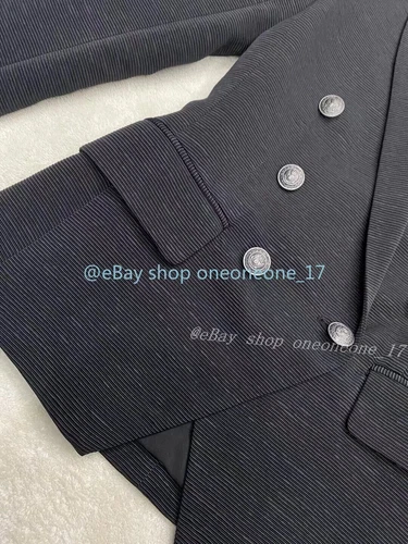 Mujeres L'AGENCE Kenzie Doble Pecho Blazer Abrigo Chaqueta Negro/Cepillado Gunmetal - Imagen 7 de 8