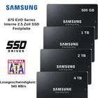 Samsung 870 EVO 2,5" SATA III 1TB 2TB 4TB Interne Festplatte SSD Solid State