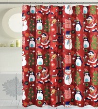 Seasons Greetings 13 Piece Waffle Fabric shower curtain Merry Christmas