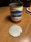 Tin VINTAGE ORIGINAL QUART 1 QT ATLANTIC AVIATION MOTOR OIL EMPTY CAN BOTH LIDS
