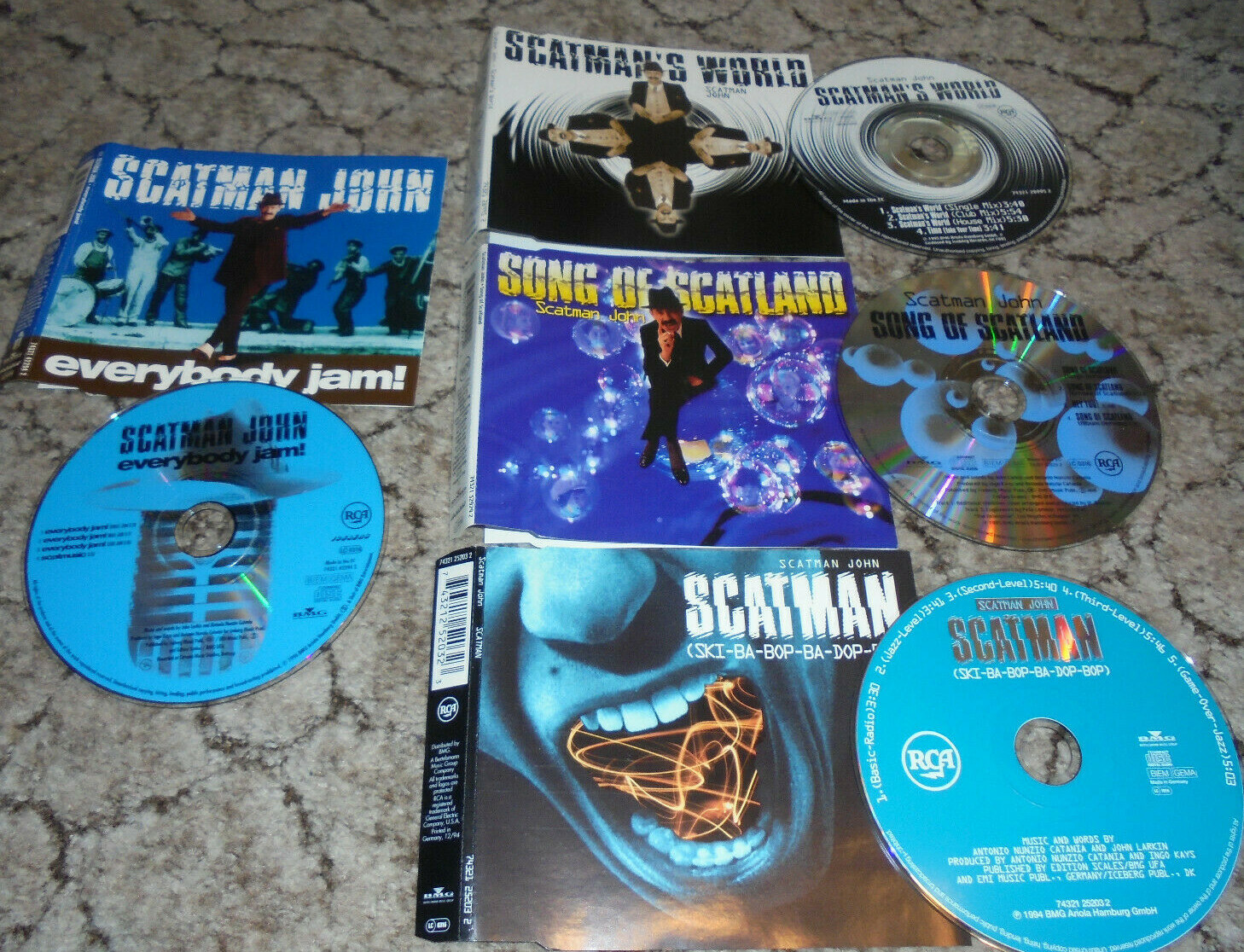 4x Single CD Scatman John - Everybody Jam, Song of Scatland, Scatman´s World
