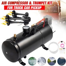 12V Train Air Horn Kit 150PSI 4 Trumpet Air Compressor Kit 3L Tank Air System 