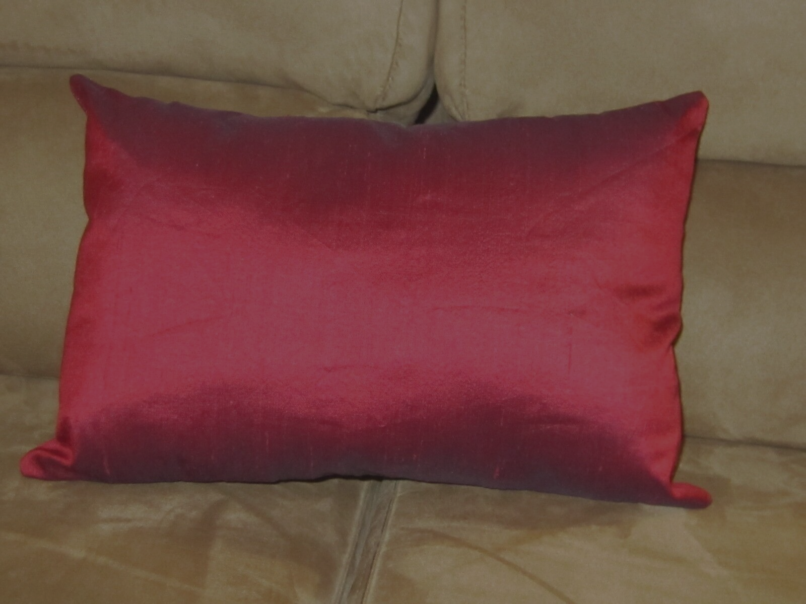 Travel pillow  cranberry red silk 8