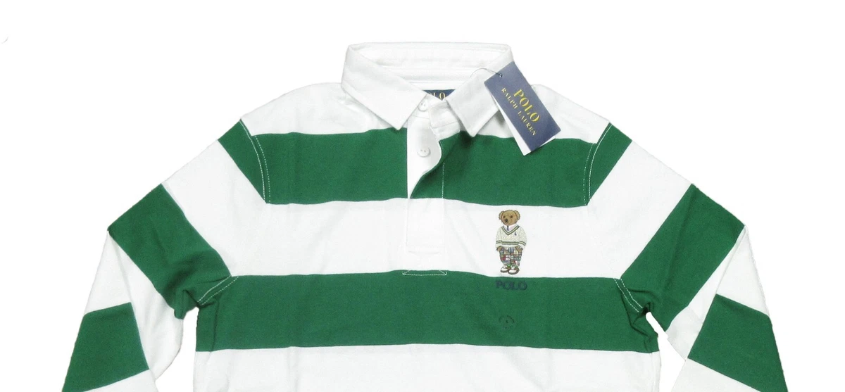 Ralph lauren green and cheap white striped polo shirt