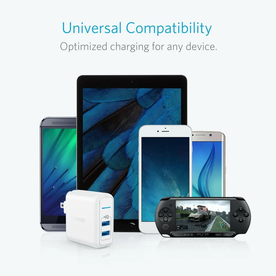 New Anker Wall Super Fast Charger Dual USB Port Iphone Samsung White 24w 2 USB - Image 4 of 4