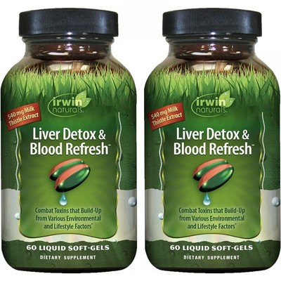 (2 Pack) Irwin Naturals Liver Detox & Blood Refresh Milk Thistle Dandelion Root