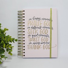 Praise Seek Trust Thank God Journal Notebook Christian Faith - Pink and Gold
