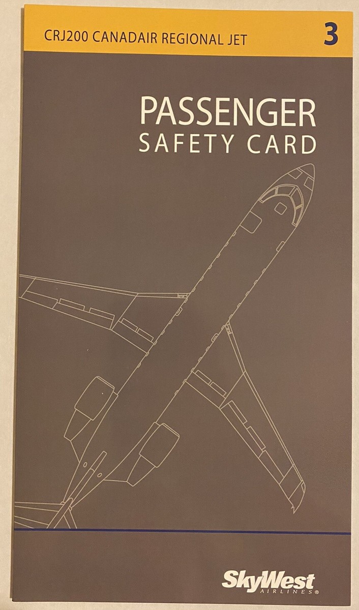 United Airlines SKYWEST CRJ 200 Aircraft Passenger Safety Card R3