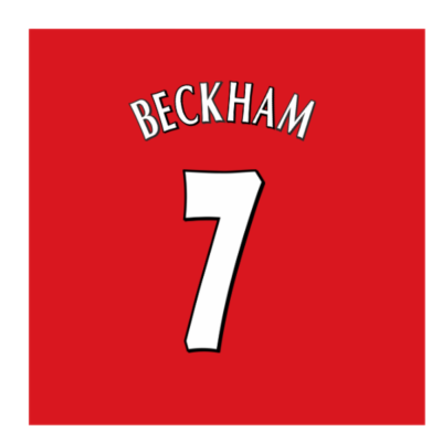 BECKHAM #7 Manchester United 1997-98 Home Name Print And Number