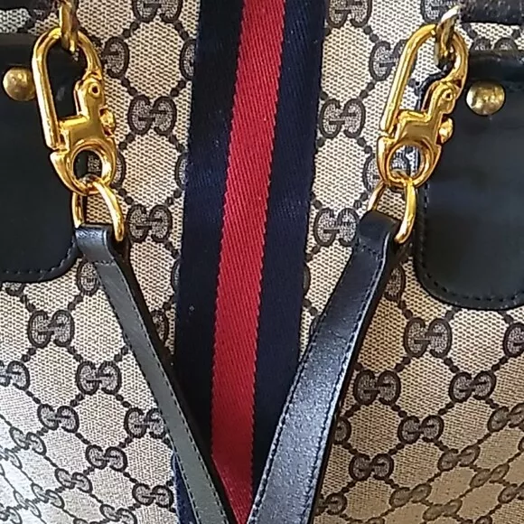 GUCCI~ REPLACEMENT STRAP ~ VINTAGE GOLD HEAVY DUTY HARDWARE NAVY