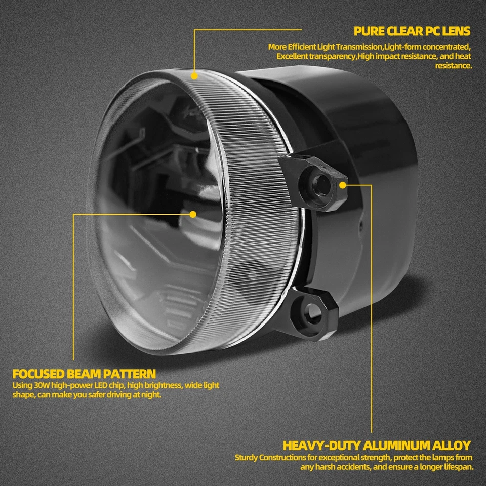 圆形 LED 雾灯组件适用于 2016 - 2023 丰田塔科马,2014 - 2023 4Runner — 第 2/4 张图片
