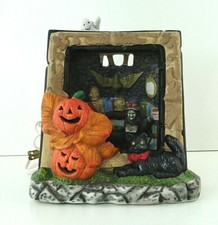Vintage Halloween Ceramic Haunted House Ghost Light CREEPY Witch House Village7"