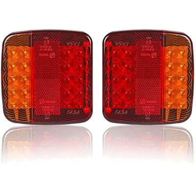 Versatile LED Rear Lights for Trailers - Amber Red, 2-Pack with 4-Wire Setup