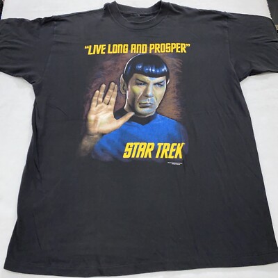 vtg 90s STAR TREK SPOCK LIVE LONG AND PROSPER T-Shirt XL soft sci