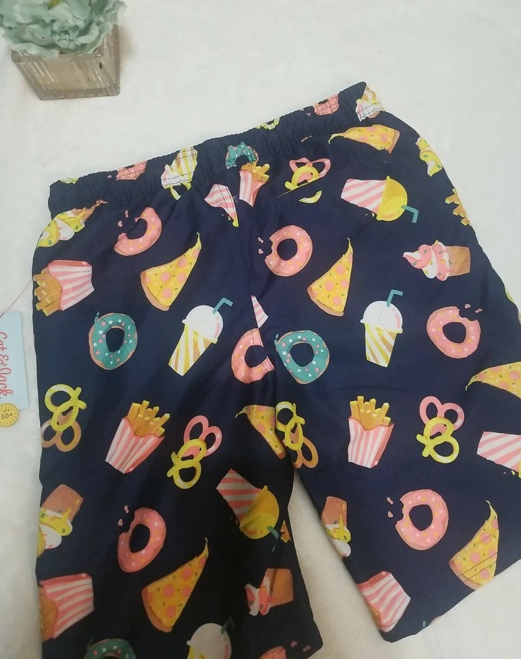 Cat & Jack Boys Blue Junk Food Swim Swimming Shorts Size L 12/14  - Image 4 of 4