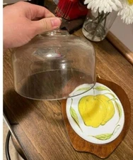 Cheese Snack Tray with Glass Lid - Fred Press Wooden-Vintage