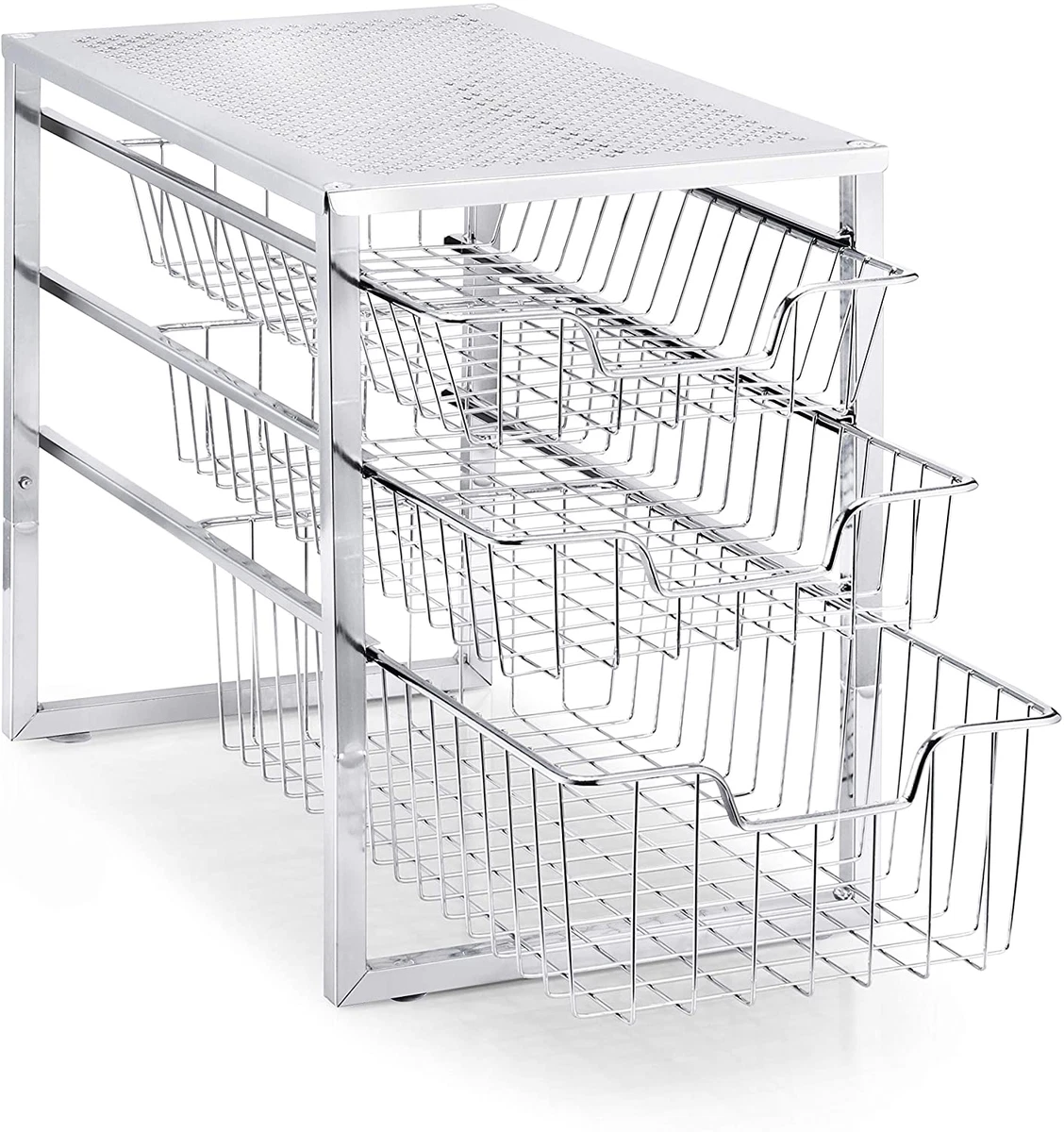 organizador de cocina para baño oficina mueble deslizante de 3 niveles  cromado