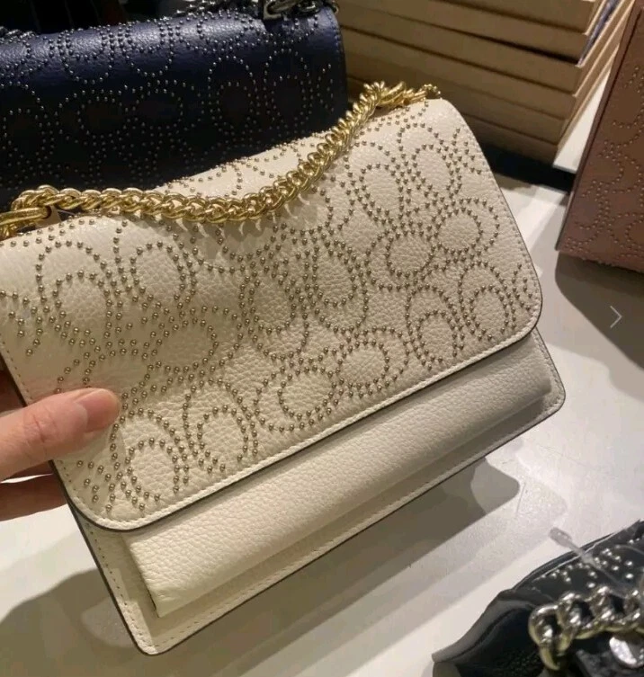 Borsa a tracolla Coach CX260 Klare nuova con etichetta con rivetti firmati raffinata pelle di ciottoli