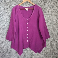 Soft Surroundings Top Womens PM Petite Medium Oversized Purple Blouse Ladies