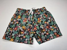 Chubbies Swim Trunks Boys M Black Floral Lined Pockets Preppy