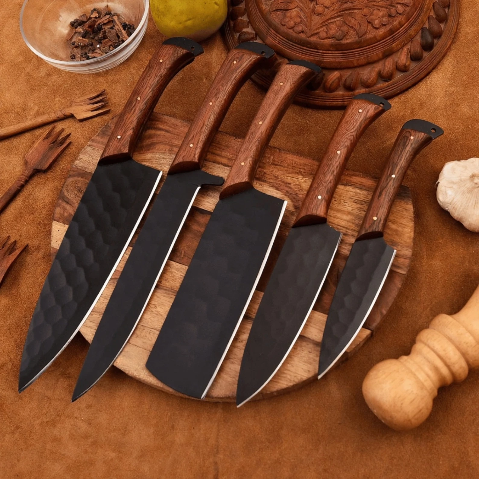 Handmade Matt Black Knives Set 420 Stainless Steel Full Tang Knives, Anniversary
Opens in a new wind