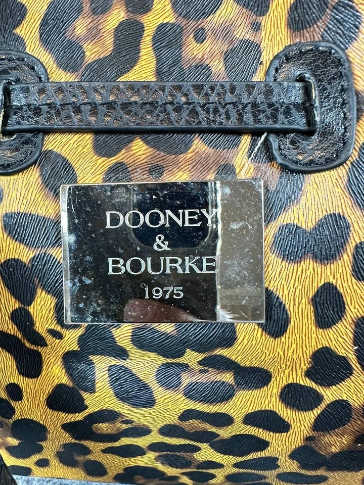 Dooney & Bourke Leopard Print Tote Shoulder Bag 1975 Logo Animal Pattern - Image 2 of 4