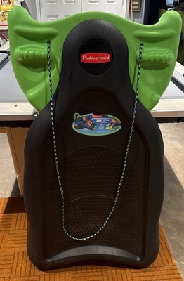 HTF VINTAGE Rubbermaid Toboggan Sled Icy Rider Green Steerable 