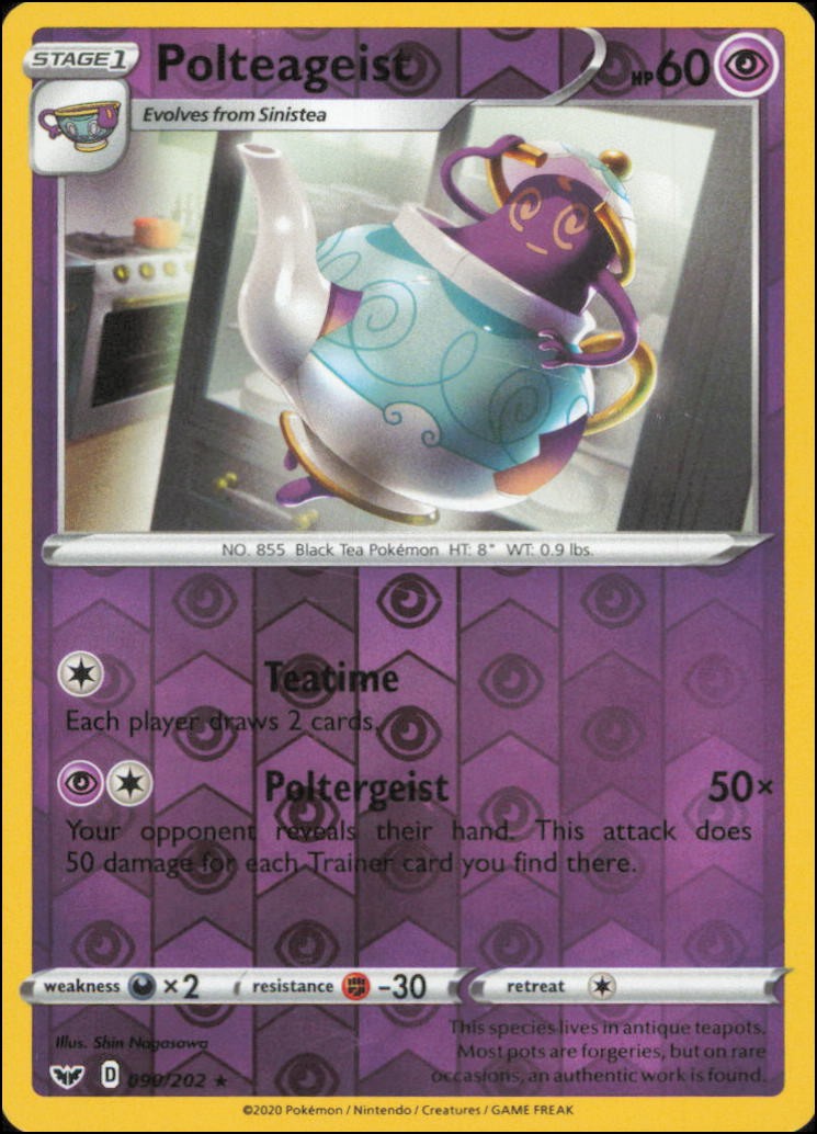 Pokemon - Polteageist #090/202 - SWSH01: Sword & Shield Base Set Reverse Holo